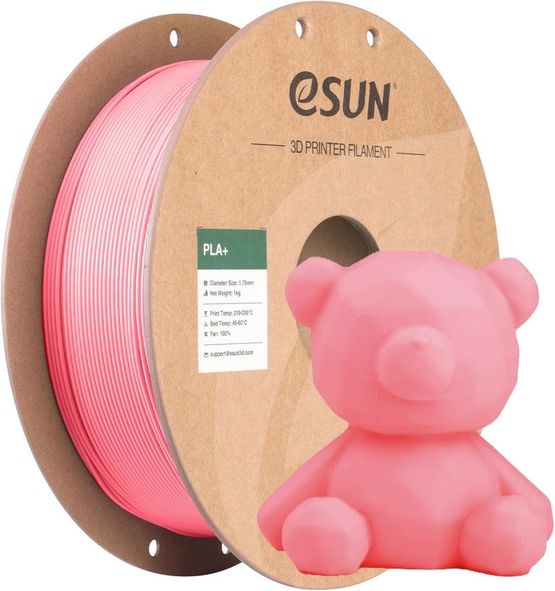 eSUN خيوط PLA+ 1.75 مم 1 كجم، خيوط طابعة ثلاثية الأبعاد بدقة أبعاد +/- 0.03 مم، بكرة كرتونية 1 كجم (2.2 رطل) لخيوط الطباعة ثلاثية الأبعاد، تناسب معظم طابعات FDM ثلاثية الأبعاد (وردي) - Image 1